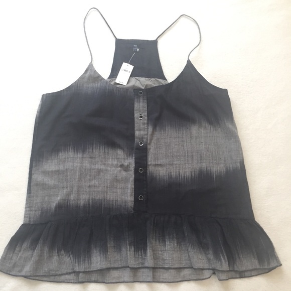 GAP Tops - 🆕 GAP Cotton Gray Ombré Striped Ruffle Edge Top